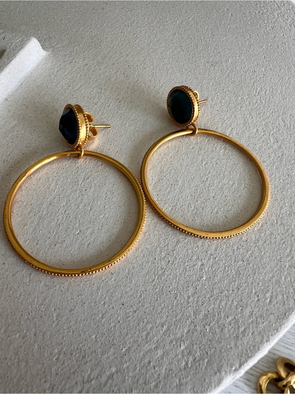 Julie Vos Verona Statement Hoops with blue stone